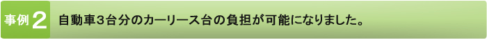 自動車３台分のカーリース台の負担が可能になりました。