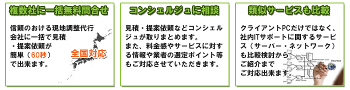 PC現地調整代行一括比較・お問合せのメリット、ポイント