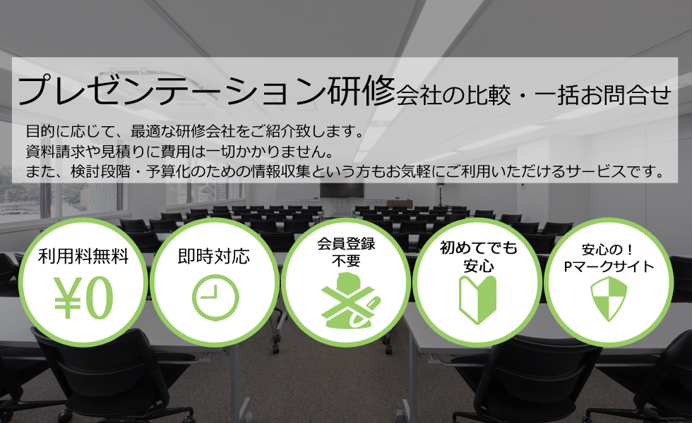 プレゼンテーション研修会社を無料マッチング